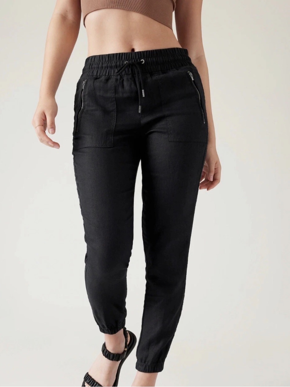 ATHLETA BLACK CABO LINEN JOGGERS